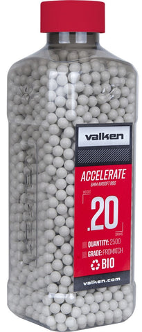 Valken Accelerate 0.20g BBs, 2500 CT., White, Bio - Airsoft Nation