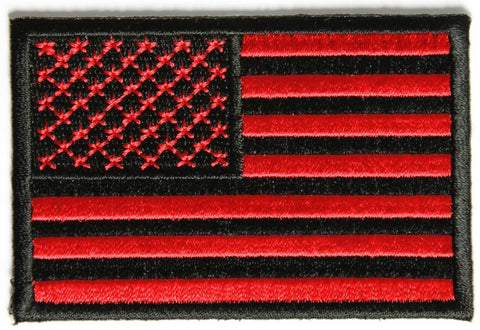 American Flag Velcro Patch, Black/Red