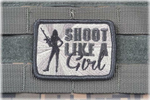 AMS Shoot Like A Girl Patch, Hi-Fidelity Patch Series, Gray