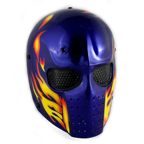 Army of Two Blue /w Flames Airsoft Mask, Stamped Steel Mesh