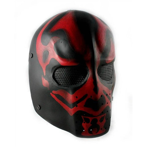 Army of Two FMA Elliot DMF Airsoft Mask, Stamped Steel Mesh, Red/Black