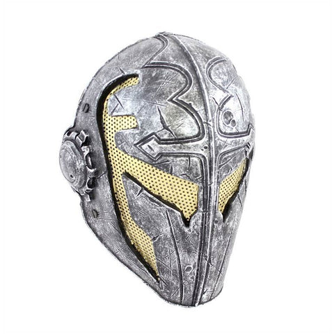 Army of Two FMA Templar Airsoft Mask, Stamped Steel Mesh, Silver/Gold