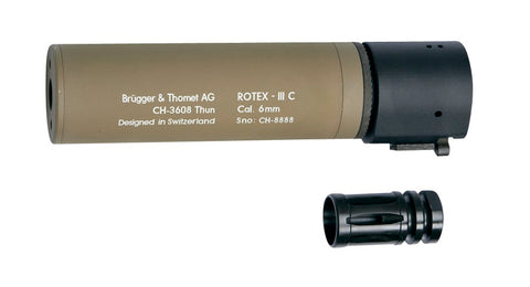 B&T ROTEX III C Metal QD Barrel Extension and Metal Flash Hider, Tan, 6.2"