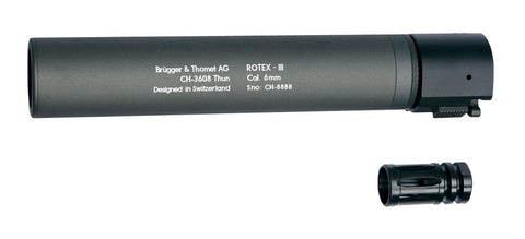 B&T ROTEX III Metal QD Barrel Extension and Metal Flash Hider, Grey, 8.9"