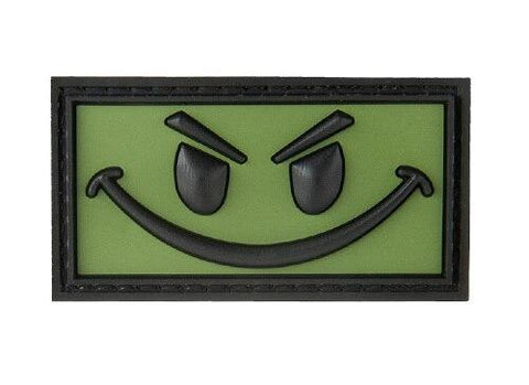 Big Evil Smiley PVC Morale Patch, OD Green