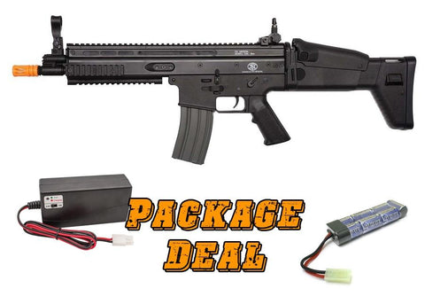Classic Army FN SCAR-L Sportline Airsoft Rifle, Combo Package w/ Battery & Charger, Black