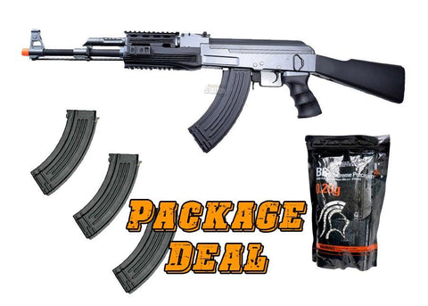CYMA CM028A Tactical AK47 AEG Combo Kit w/ 3 Extra Mags & 4,000 BBs