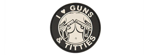 "I Love Guns & Titties" PVC Patch, Black