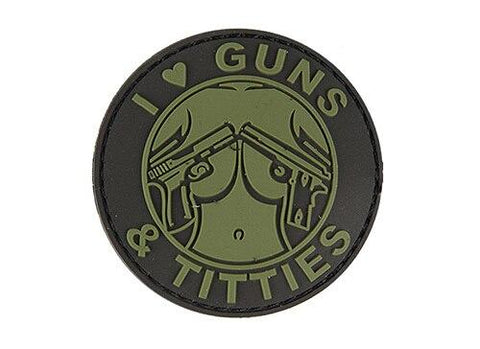 "I Love Guns" PVC Patch, Black/OD Green