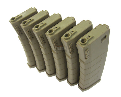 KWA K120 Polymer Midcap Magazine for M4 / M16 Series Airsoft AEG Rifles, 6ct, FDE