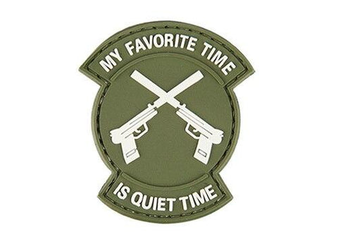 "My Favorite Time Is Quiet Time" PVC Patch, OD Green