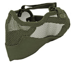3G Steel Mesh Half Face Mask, Deluxe Version w/ Ear Protection, OD Green