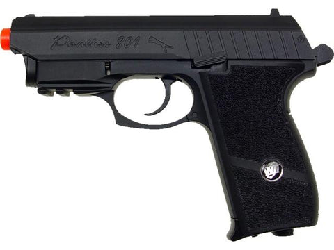 WG Panther 801 CO2 Airsoft Pistol, Full Metal Blowback, Black with Laser