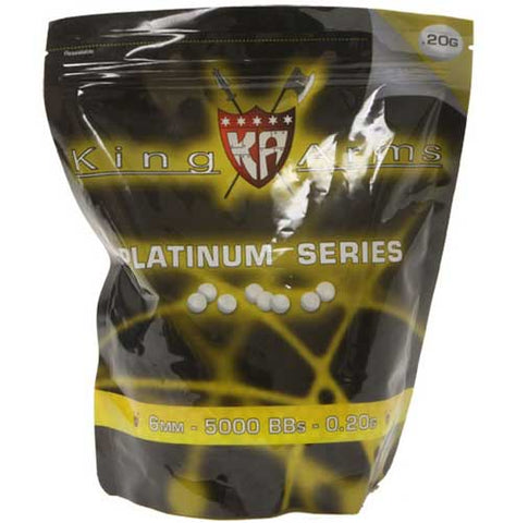 King Arms 6mm Platinum Series airsoft BBs, 0.20g, 5000 rds, white