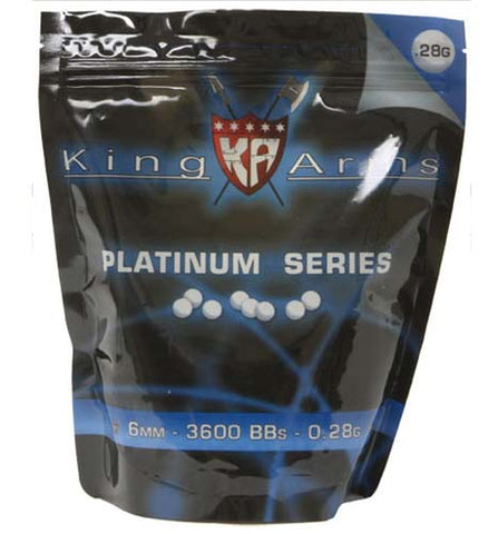 King Arms 6mm Platinum Series airsoft BBs, 0.28g, 3600 rds, white