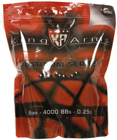 King Arms Platinum Series Airsoft BBs, 0.25g, 4000 Rds, Black