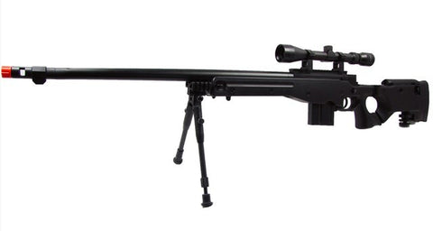 WELL L96 Airsoft Spring Sniper Rifle with Folding Stock, Scope, Bipod, and Monopod - Airsoft Nation