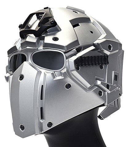 WoSport Tactical Helmet w/ NVG Shroud & Transfer Base, Silver - Airsoft Nation