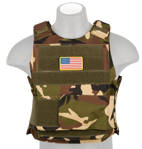 Lancer Tactical Nylon Body Armor Vest, Woodland - Airsoft Nation