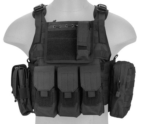 Lancer Tactical Nylon Tactical Assault Plate Carrier, Black - Airsoft Nation