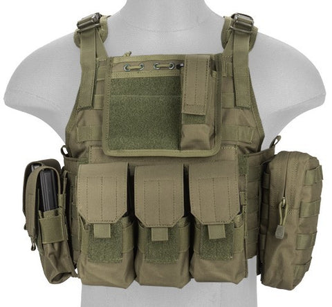 Lancer Tactical Nylon Tactical Assault Plate Carrier, Olive Drab - Airsoft Nation