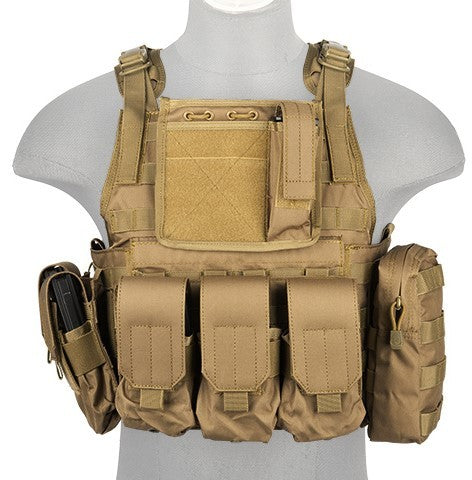 Lancer Tactical Nylon Tactical Assault Plate Carrier, Tan - Airsoft Nation