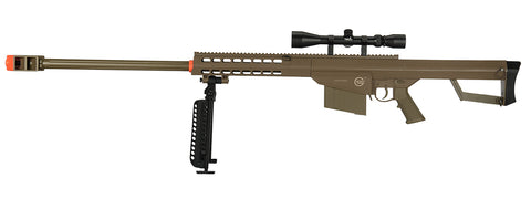 Lancer Tactical M82 Spring Airsoft Rifle Kit w/ Scope & Bipod, Tan - Airsoft Nation