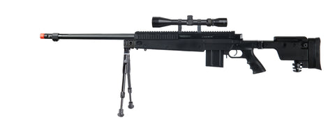 Well Bolt Action Sniper Rifle Kit with Folding Stock, Bipod, and 3-9x Scope - Airsoft Nation