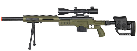 Well MB4410 Bolt Action Sniper Rifle w/ Illuminated Scope & Bipod, OD Green - Airsoft Nation