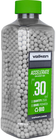 Valken Accelerate 0.30g BBs, 2500 CT., White, Bio - Airsoft Nation