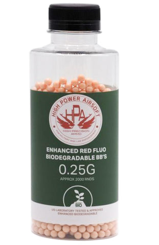 HPA 0.25g FLUO Biodegradable Red Tracer Airsoft BBs, 2000 Ct. - Airsoft Nation