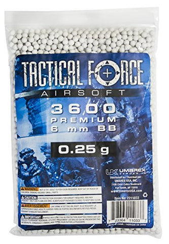 Tactical Force 0.25g 3600 ct Bag, White - Airsoft Nation