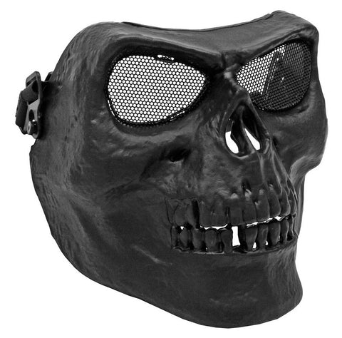 Full Face Skull Mask for Airsoft with Metal Mesh Eyes, Black - Airsoft Nation