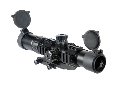 Lancer Tactical 1.5-4x Illuminated Mil-Dot Rifle Scope, Red/Green Dot, Railed - Airsoft Nation