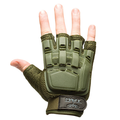 V-Tac Half Finger Armored Gloves, OD Green - Airsoft Nation