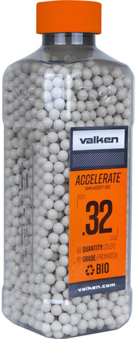 Valken Accelerate 0.32g BBs, 2500 CT., White, Bio - Airsoft Nation