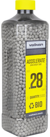 Valken Accelerate 0.28g BBs, 5000 CT., White, Bio - Airsoft Nation