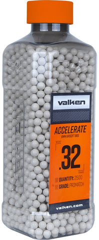 Valken Accelerate 0.32g BBs, 2500 CT., White - Airsoft Nation