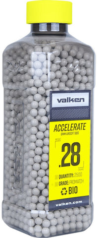 Valken Accelerate 0.28g BBs, 2500 CT., White, Bio - Airsoft Nation