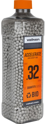 Valken Accelerate 0.32g BBs, 5000 CT., White, Bio - Airsoft Nation