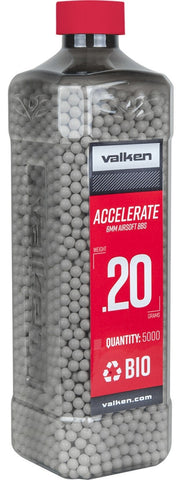 Valken Accelerate 0.20g BBs, 5000 CT., White, Bio - Airsoft Nation