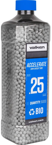 Valken Accelerate 0.25g BBs, 5000 CT., White, Bio - Airsoft Nation