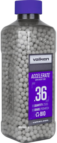Valken Accelerate 0.36g BBs, 2500 CT., White, Bio - Airsoft Nation