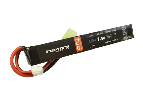 Raptors Airsoft RTQ 7.4v 1450 mAh 30C Stick LiPO Battery - Airsoft Nation