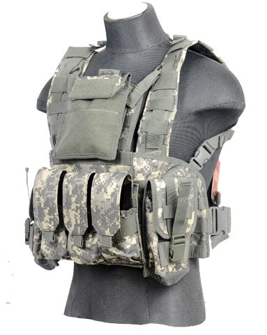 Lancer Tactical Modular Chest Rig with Pouches, ACU - Airsoft Nation