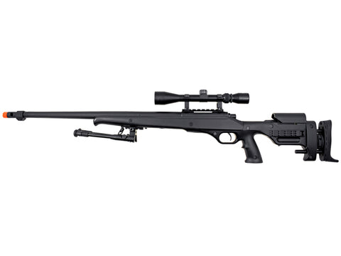 Well MB12 Heavy Weight Bolt Action Airsoft Sniper Rifle w/ Scope & Bipod, Black - Airsoft Nation
