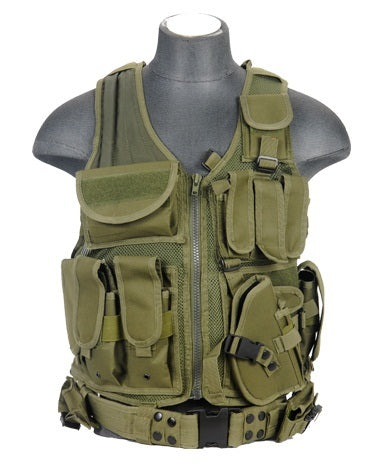 Lancer Tactical Cross Draw Tactical Vest, OD Green - Airsoft Nation