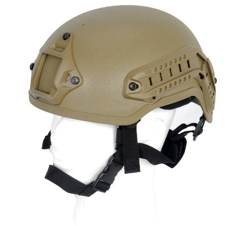 Lancer Tactical MICH 2001 NVG Helmet w/ Rails, Tan - Airsoft Nation