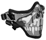 2G Steel Mesh Half Face Mask for Airsoft, Black with Skull - Airsoft Nation