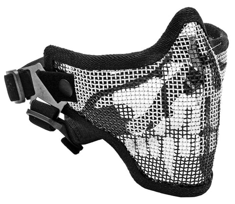 2G Steel Mesh Half Face Mask for Airsoft, Black with Skull - Airsoft Nation